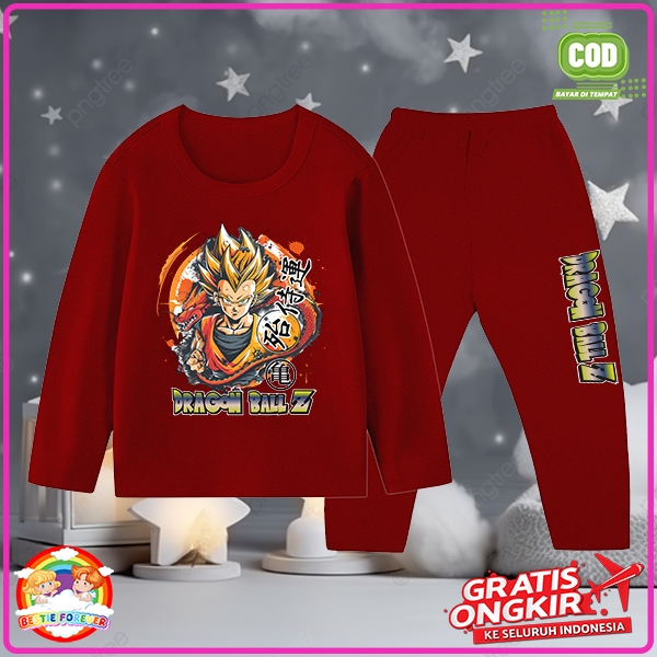 Baju Tidur Anak Motif Dragon Ball Z Setelan Panjang Anak Laki Laki Usia 1-10 Tahun COD