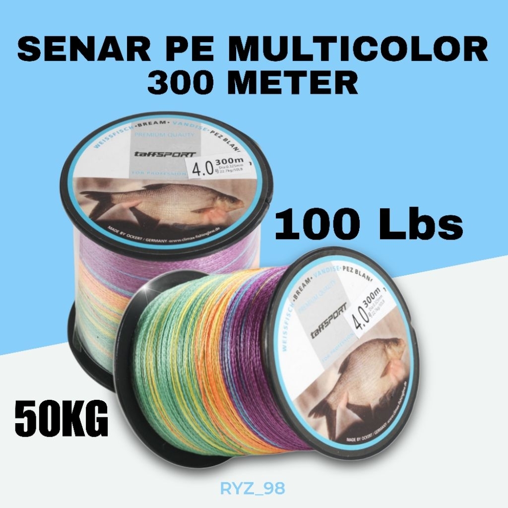 Senar PE 300 Meter MULTICOLOR senar pe x4 multicolor senar pe terkuat senar pe terhalus Senar Tali P