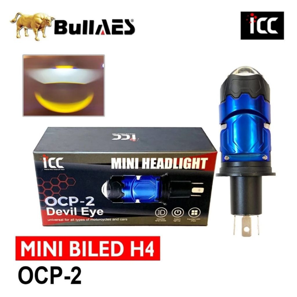 Lampu Mini BiLED H4 ICC V2 Laser Kuning 55Watt | ICC H4 OCP 55Watt