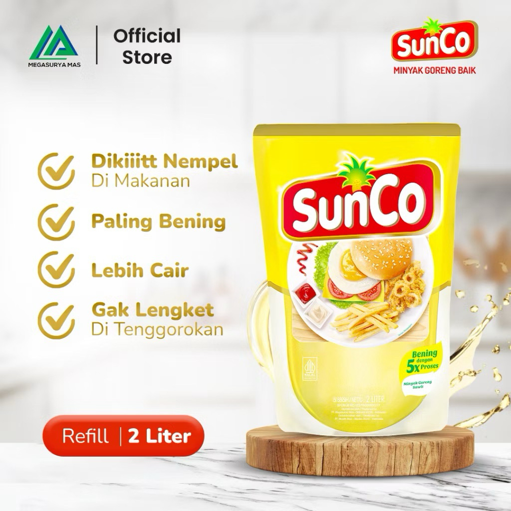

Minyak goreng sunco 2 literan isi 6 pouch perkarton