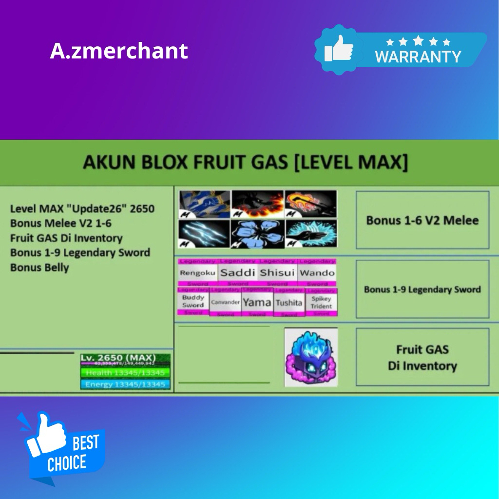 Akun Blox Fruit Gas [Level MAX]