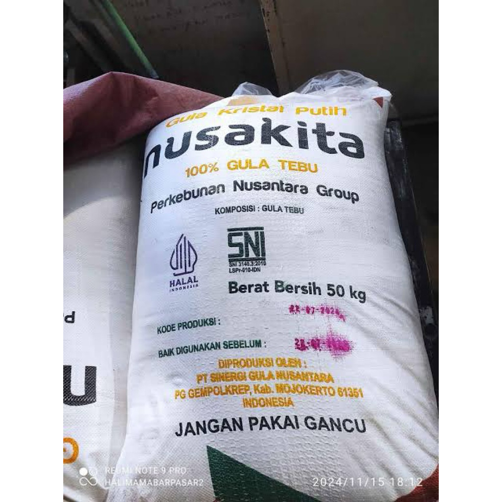 

❤️RYS❤️ ( JATIM ) Gula curah loss Kering Semboro 50 kg merk nusa kita sak sak an