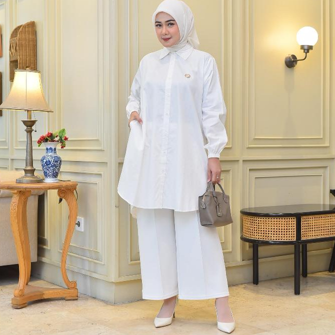 Atasan Wanita Tunik MARISSYA Tunik Full Kancing Bahan Katun Jepang Premium Kemeja Wanita Polos Premi