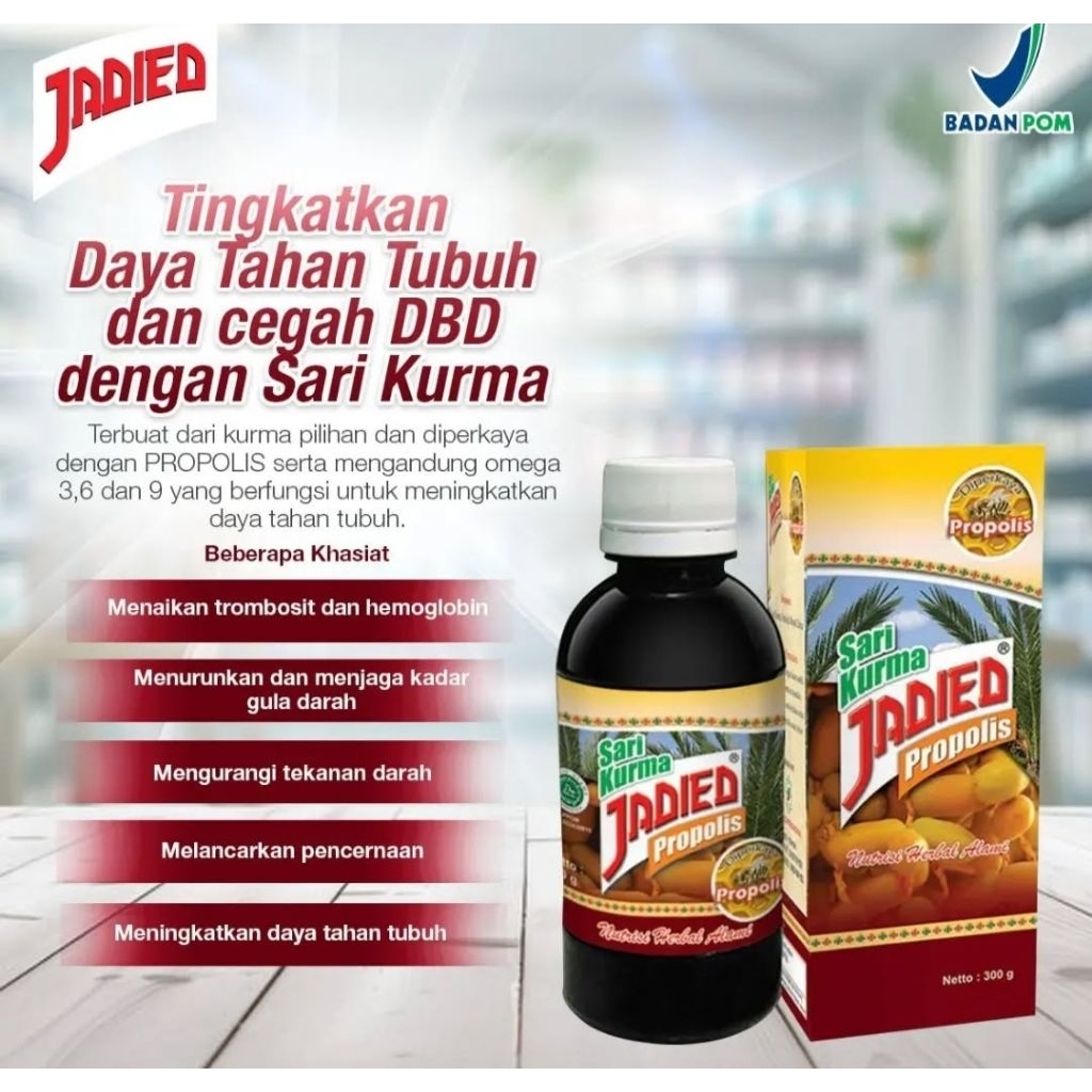

SARI KURMA JADIED PROPOLIS 300 GRAM ORIGINAL BPOM