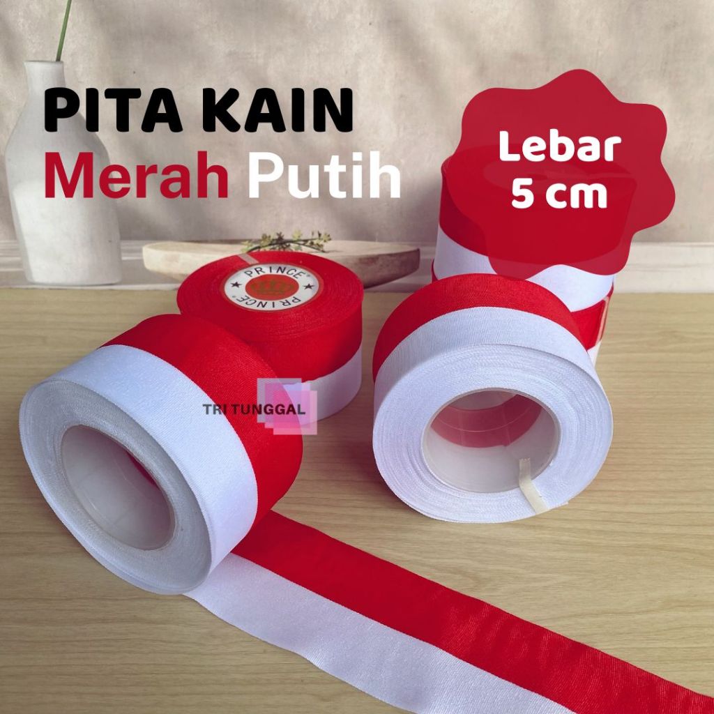 

Pita Kain Warna Merah Putih Lebar 5cm ROLL Per Gulung DIY Bouquete Flower Craft Graduation Kerajinan Dekorasi Kain Parcel Hadiah Murah Prakarya Kualitas Bagus Bahan Tebal Toko Tri Tunggal