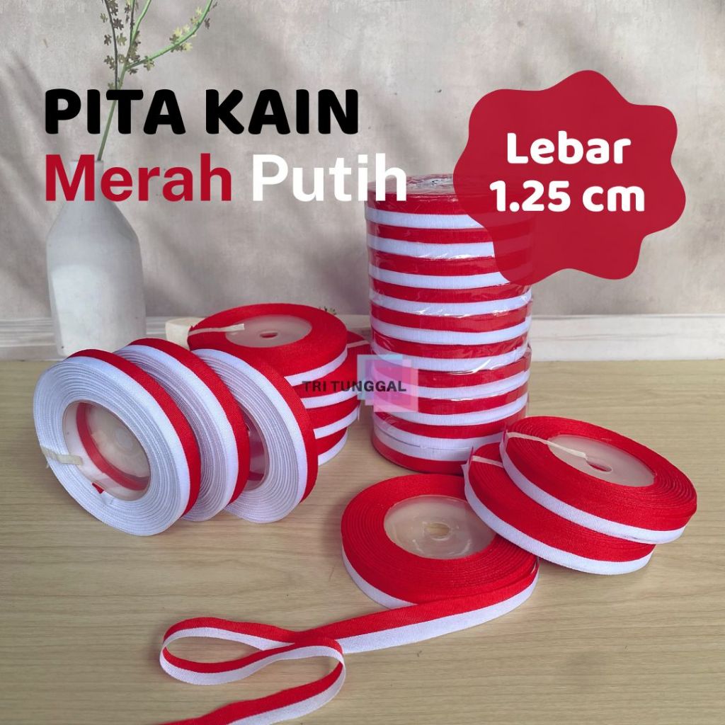 

Pita Kain Merah Putih Lebar 1.25cm ROLL Per Gulung DIY Bouquete Flower Craft Graduation Kerajinan Dekorasi Kain Satin Parcel Hadiah Murah Prakarya Kualitas Bagus Bahan Tebal Toko Tri Tunggal