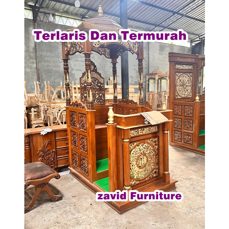 Masjid Kubah model Baru,Mimbar Masjid Mewah,Mimbar Masjid Kayu Jati,Mimbar Masjid Minimalis,Mimbar M