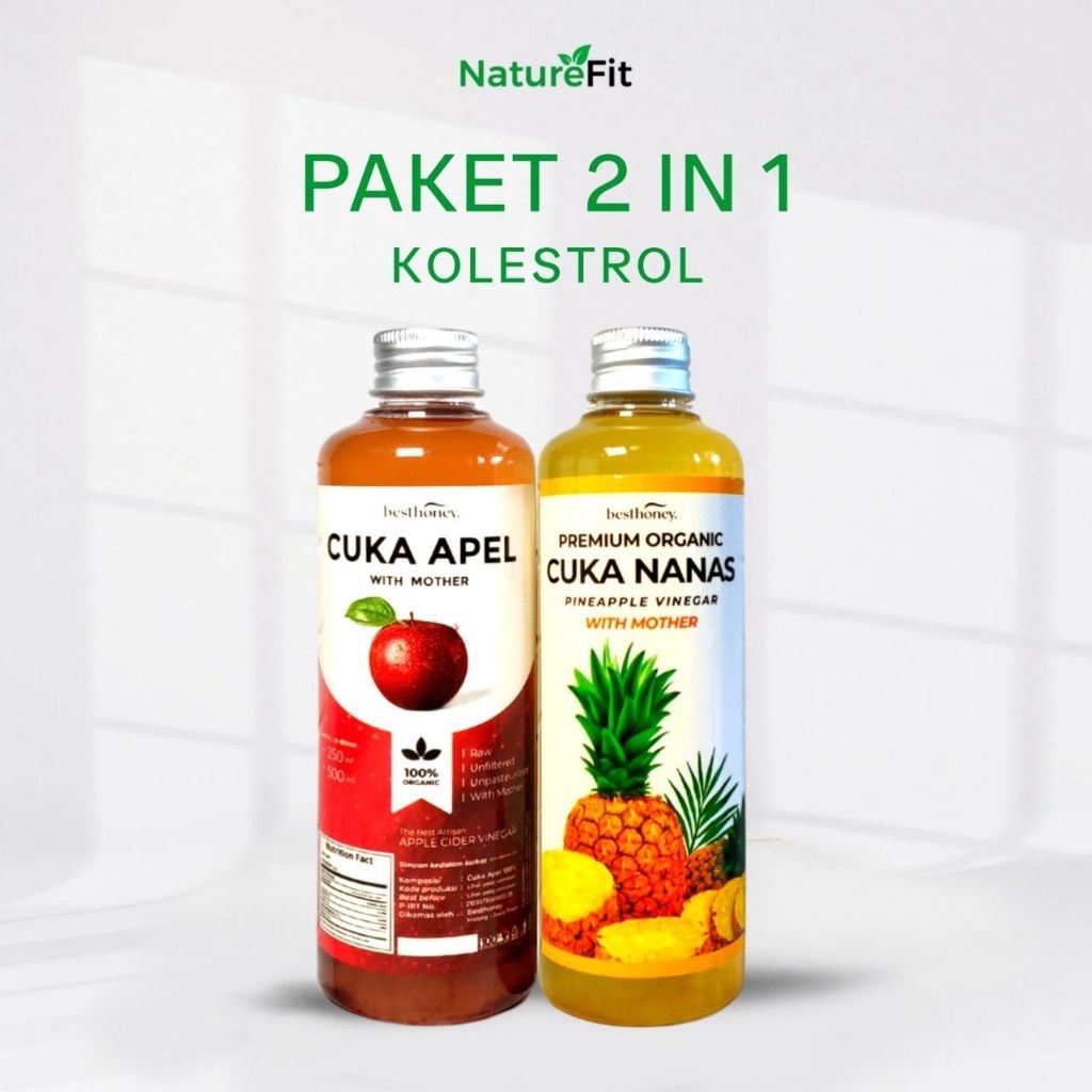 

COD Best Honey - Paket Kolesterol - 2 in 1 - Cuka Apel 250ml & Cuka Nanas 250ml