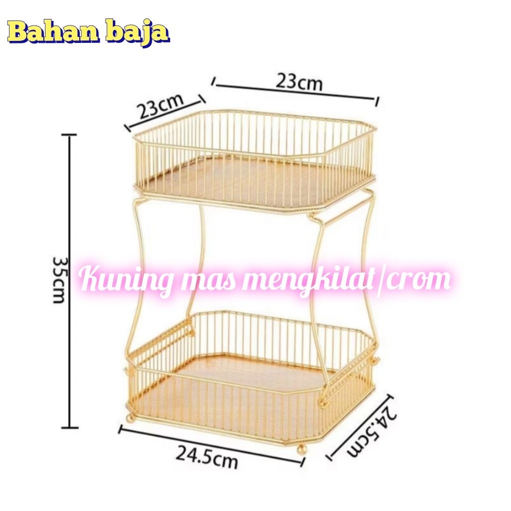 tray buah 2 susun/keranjang serbaguna bahan besi