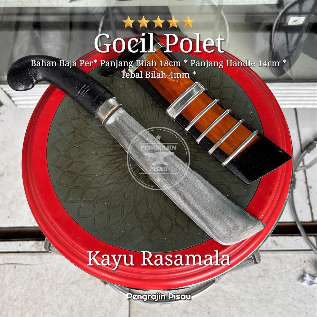 Gocil Polet (Golok Kecil) Bahan Baja Per Panjang Total 32Cm