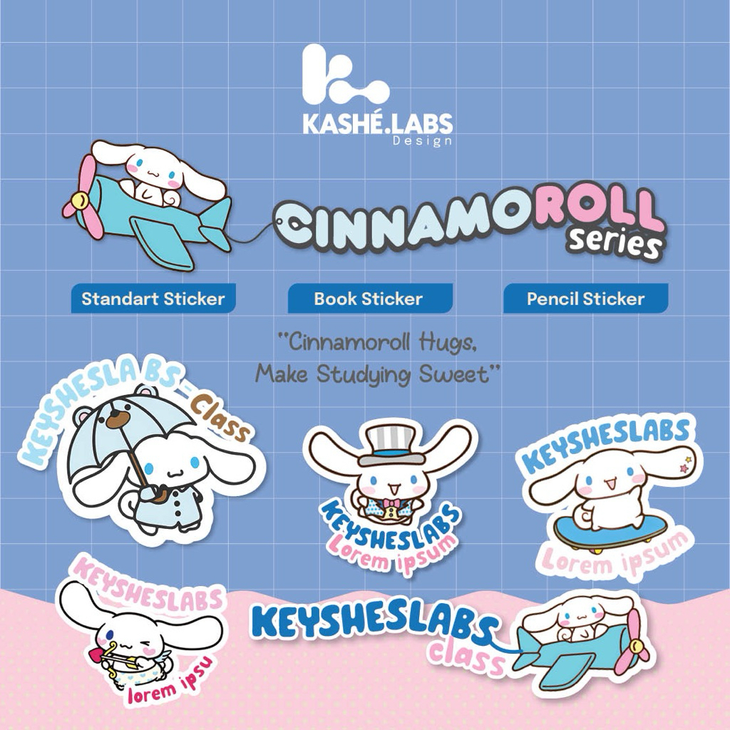 

KASHE.LABS Sticker Nama Buku Dan Peralatan Sekolah Custom Cinnamoroll Series Bundle