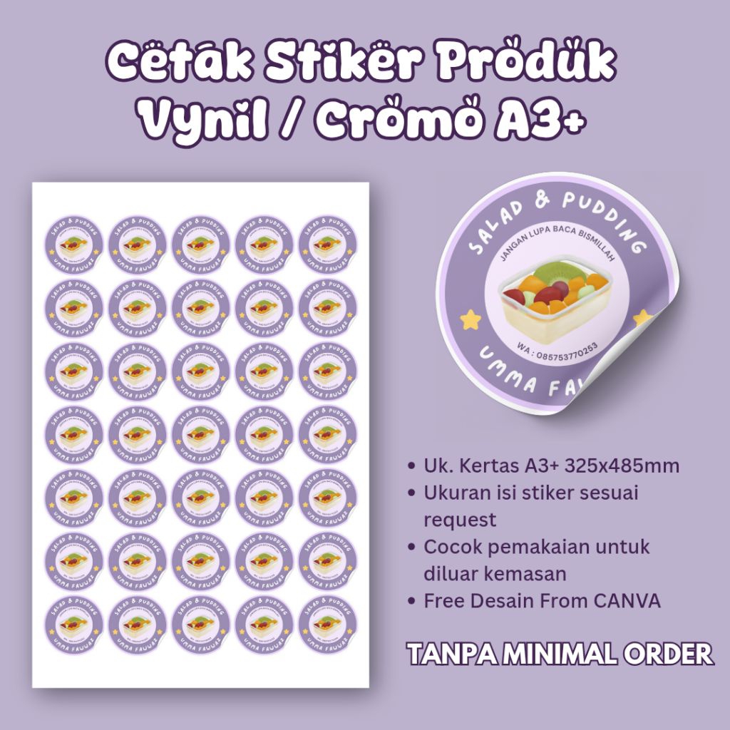 

Stiker Vynil/Cromo A3+ | Label Produk Kemasan