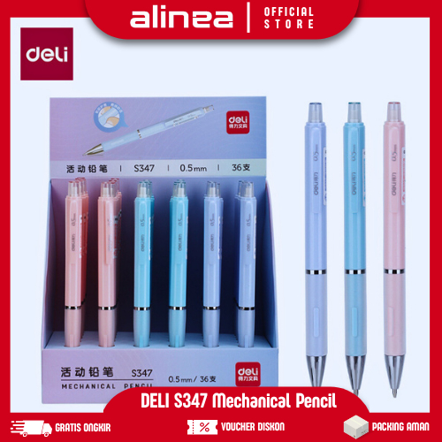 

Pensil Mekanik 0.5mm lucu dengan case berbagai warna pastel Deli Mechanical Pensil S347