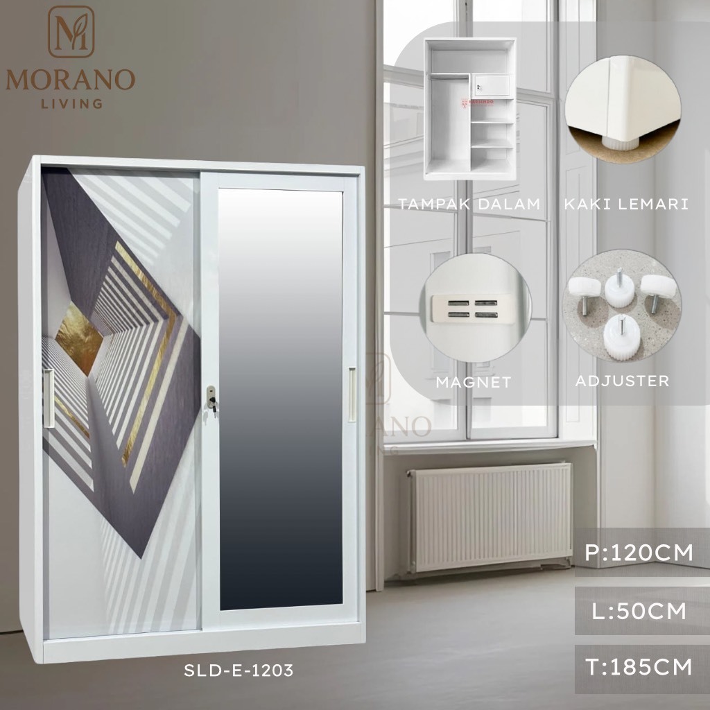 (GRATIS PACKING KAYU) EVO LEMARI BESI PAKAIAN LEMARI BESI SLIDING 2 PINTU UKURAN 120 DAN 90CM