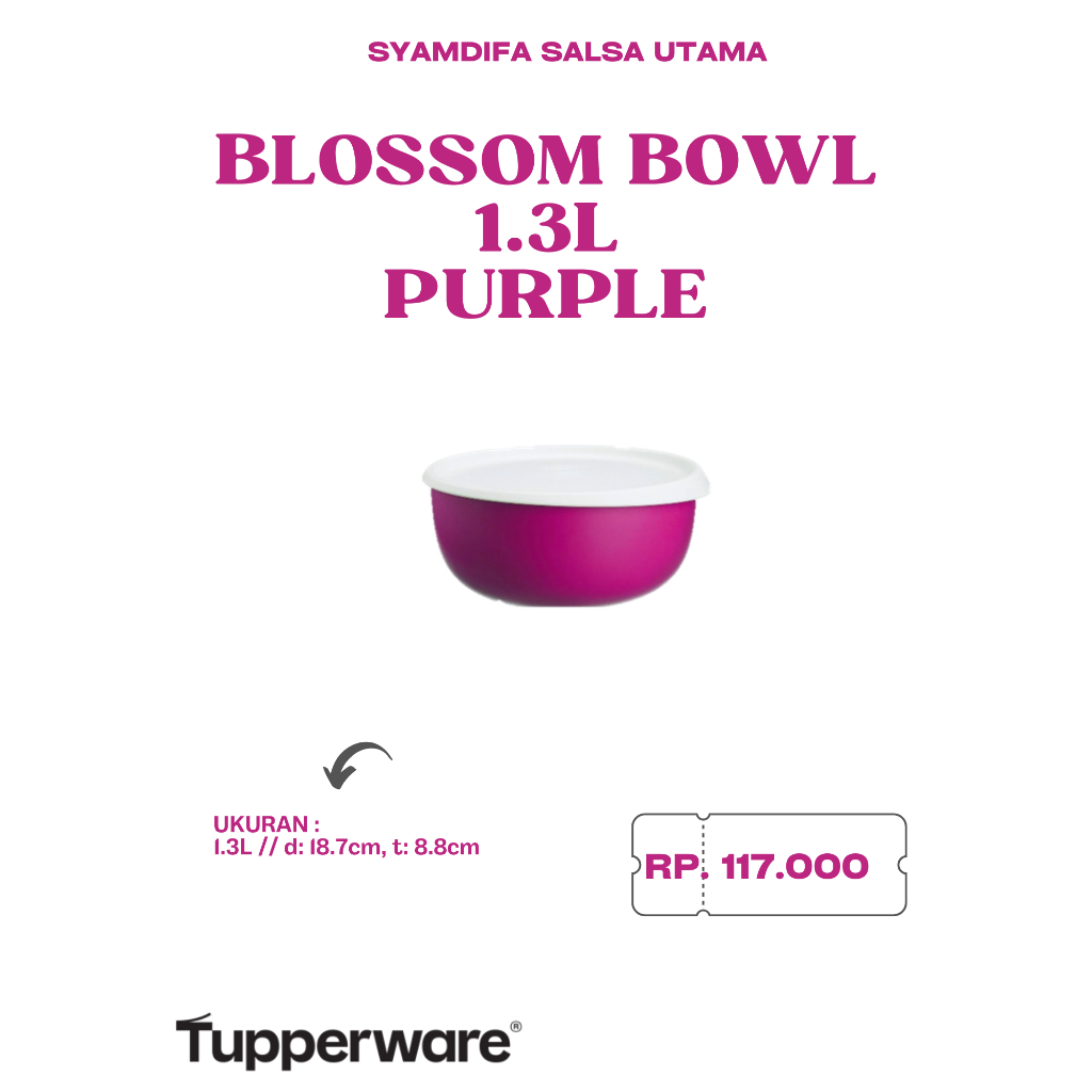 Tupperware Ori - Blossom Bowl 1.3l Purple // 550ml Green Tosca