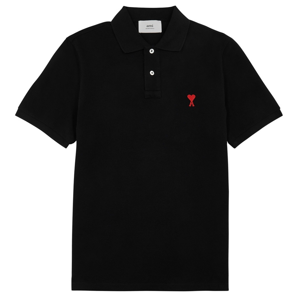 Ami Paris Black Small Logo Polo / Kaos Polo Branded Original