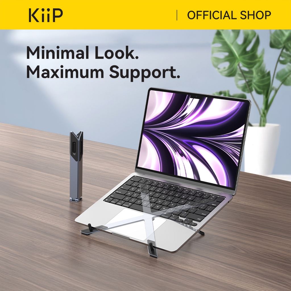 KiiP H06 Laptop Stand Tablet Holder Foldable Aluminium Multifungsi Dudukan Macbook Portable