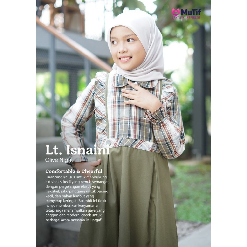 GAMIS ANAK MUTIF ISNAINI / DRESS ANAK ISNAINI OLIVE / GAMIS ANAK MUTIF PROMO / GAMIS ANAK MUTIF ISNA