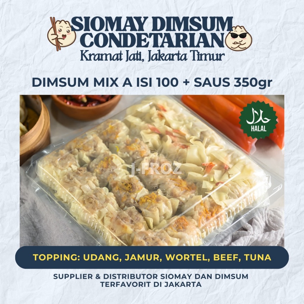 

DIMSUM UDANG MIX A FROZEN ISI 100 PCS / PREMIUM / HALAL