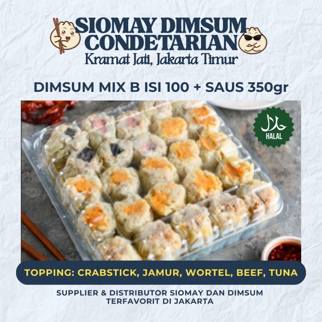 

DIMSUM CRABSTICK MIX B FROZEN ISI 100 PCS / PREMIUM / HALAL