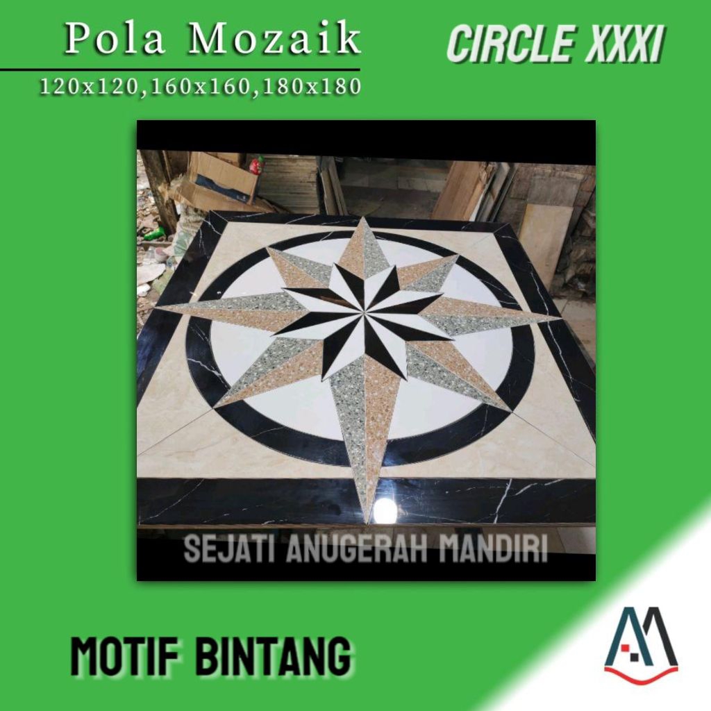 granit pola mozaik motif bintang ukuran 120x120 - circle XXXI