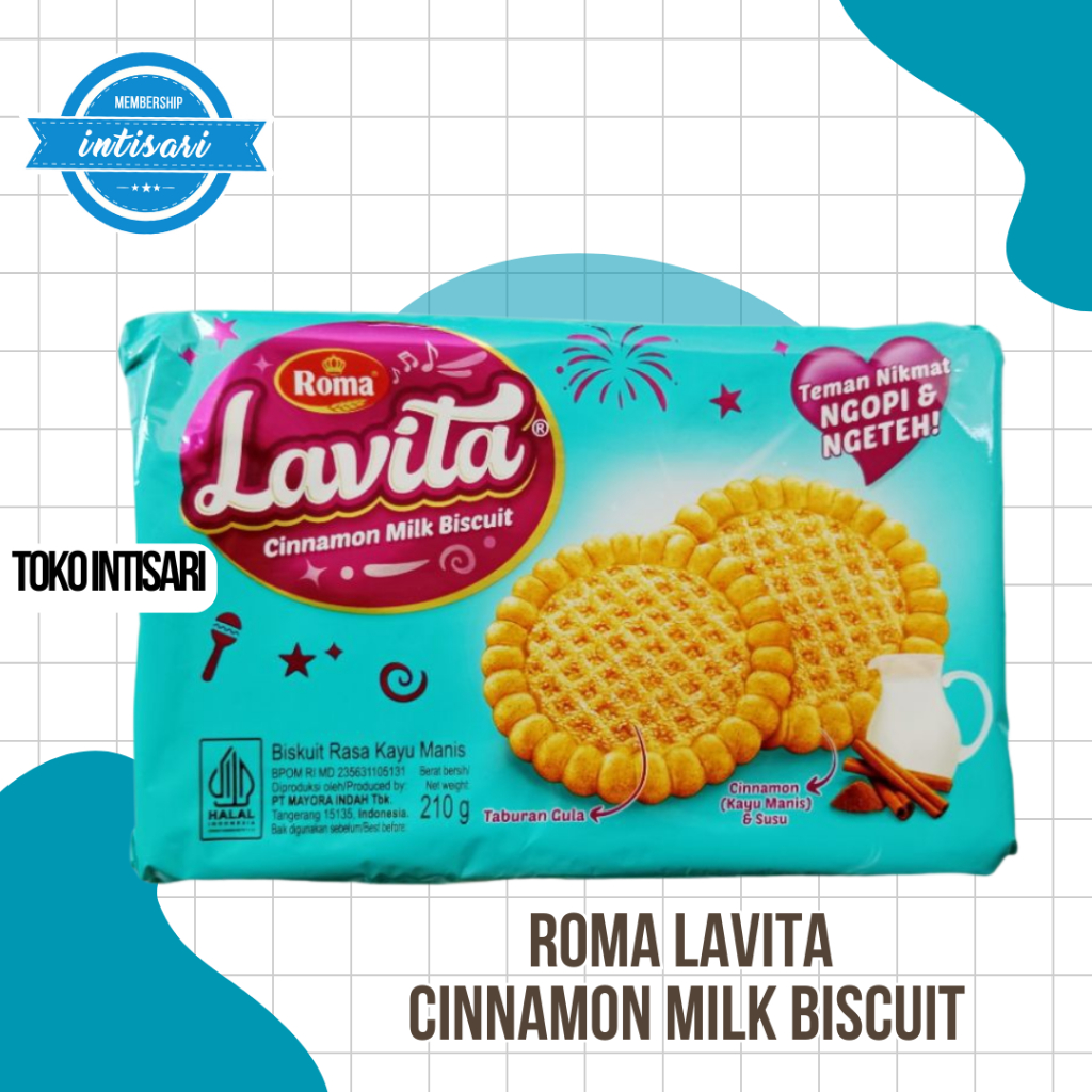 

Roma Lavita Cinnamon Milk Biskuit | Biskuit rasa kayu manis 210g ( PCS )
