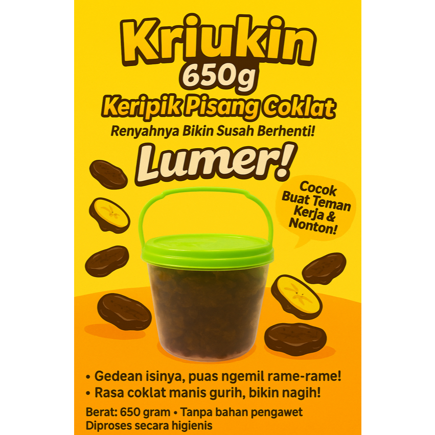 

[PREMIUM] Snack Pisang Kepok Coklat Lumer 650g | Renyah, Manis, Bikin Nagih! | Paket Hemat Shopee