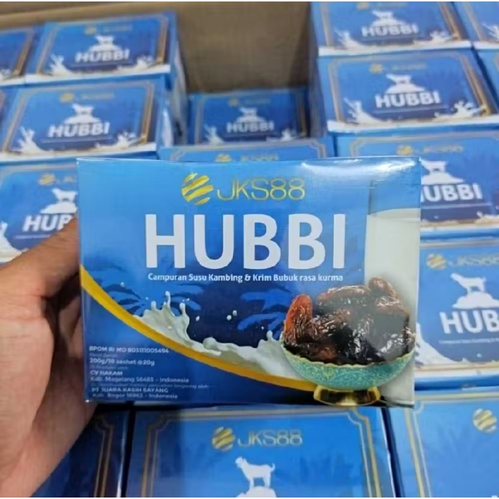 

1 BOX ISI 10 SACHET JKS88 HUBBI CAMPURAN SUSU KAMBING / KRIM BUBUK RASA KURMA BPOM