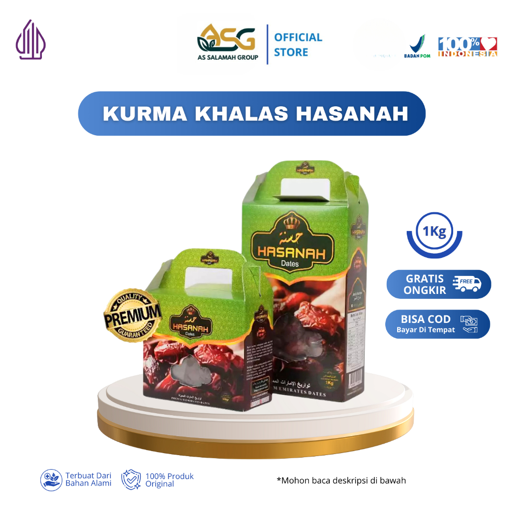 

Hasanah - Kurma Khalas Hasanah Dates Al Saad Rasa Manis Alami Bergizi Tinggi 1 Kg