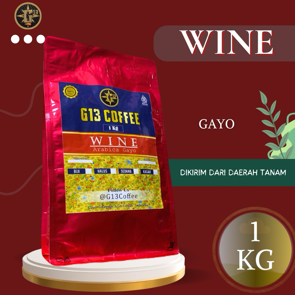 

KOPI GAYO ARABICA WINE 1 Kg ACEH ARABIKA ROASTED BEAN BIJI/BUBUK 1 Kg