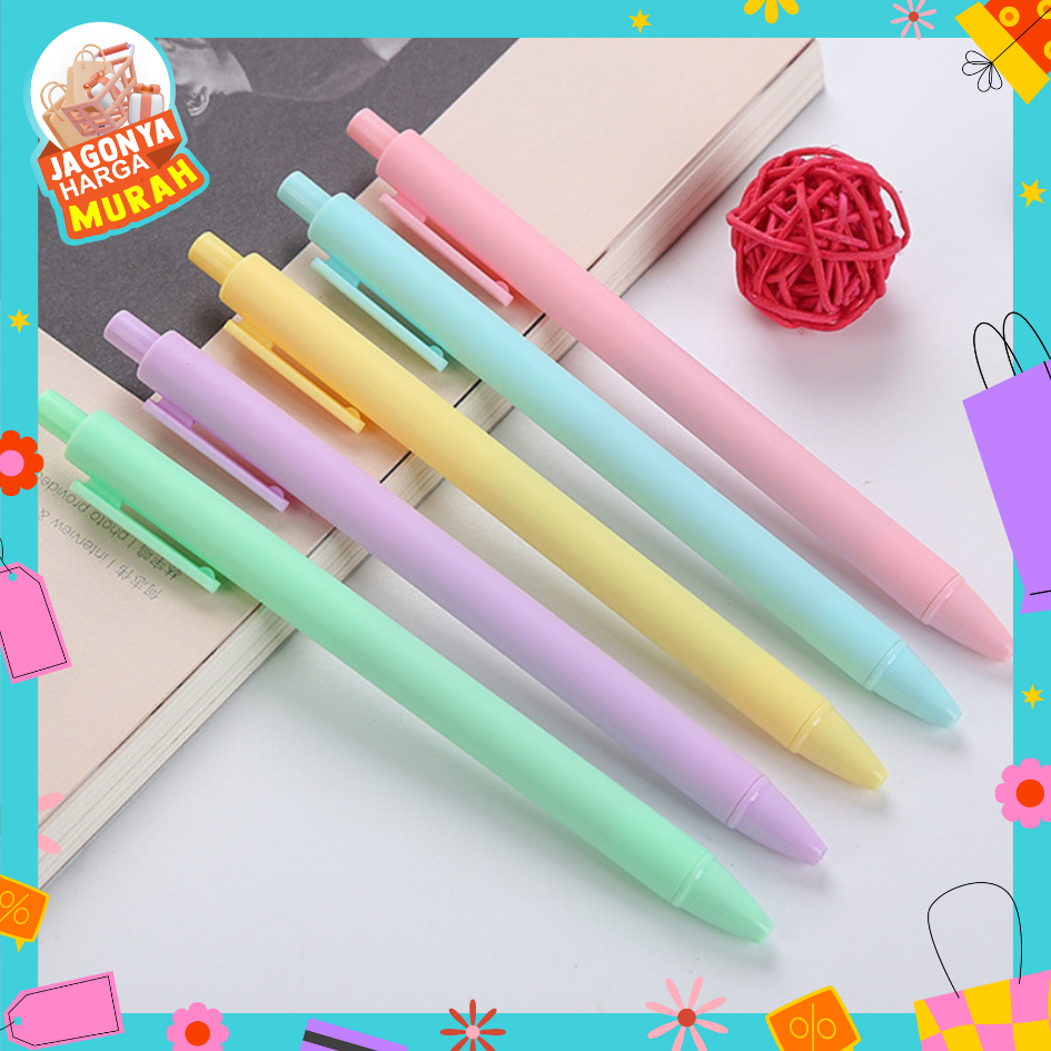 

JHM Pena Cetekan Macaroon Pulpen Warna Pastel Tinta Hitam Alat Tulis Sekolah Kantor Pen Warna Warni Bolpoint Polos Murah