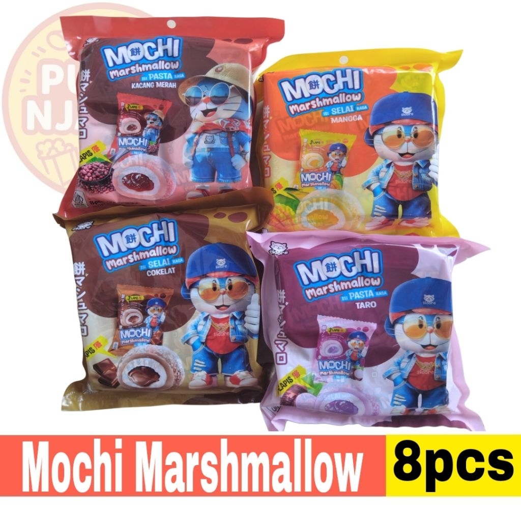 

Sidore Kue Mochi Marsmallow Bag isi 8pcs Rasa Cokelat / Taro / Kacang Merah / Mangga