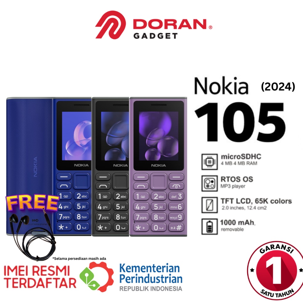 KODE C58A Handphone HP Nokia 15 224 Jadul  Original Garansi Resmi 1Tahun