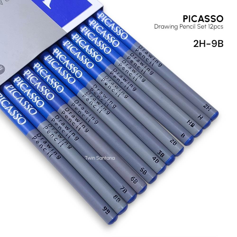 

PICASSO Drawing Pencil Set 12pcs (2H–9B) – Pensil Sketsa Profesional