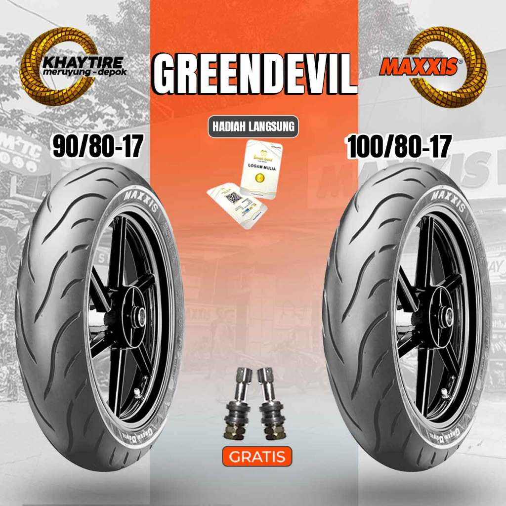 SATUAN DAN SEPASANG BAN MOTOR MAXXIS GREENDEVIL RING 17 TUBELESS