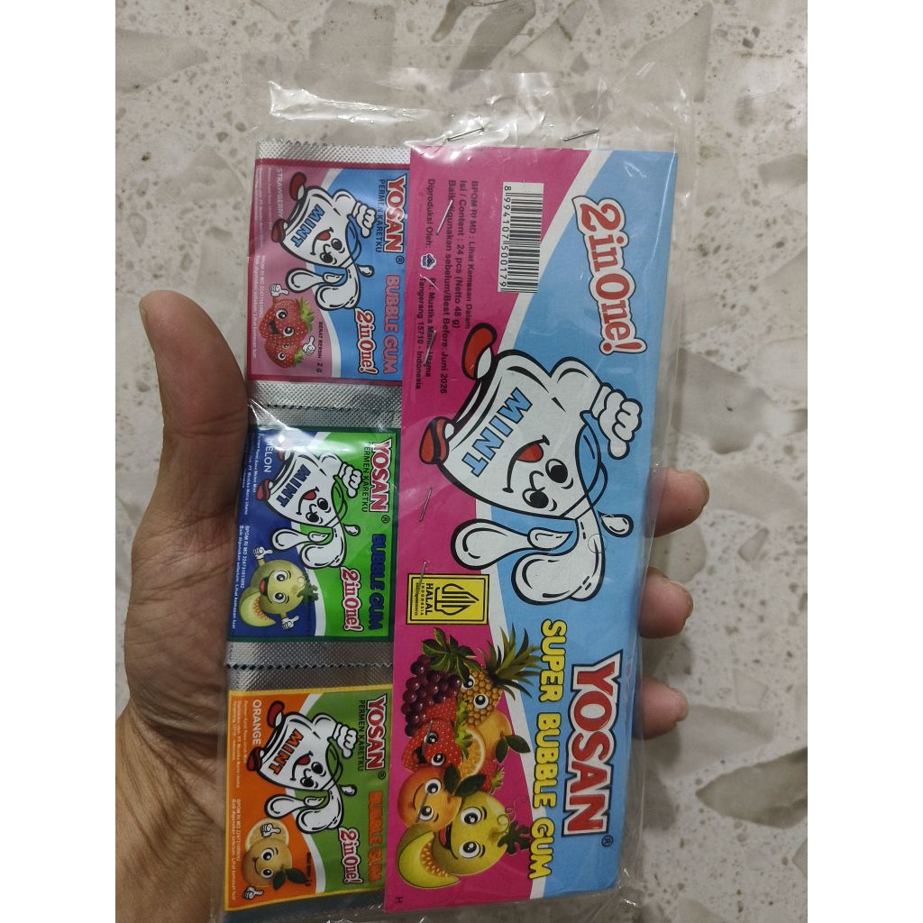 

Yosan Permen Karet Super Bubble Gum Kemasan 1 Pack isi 24 Pcs