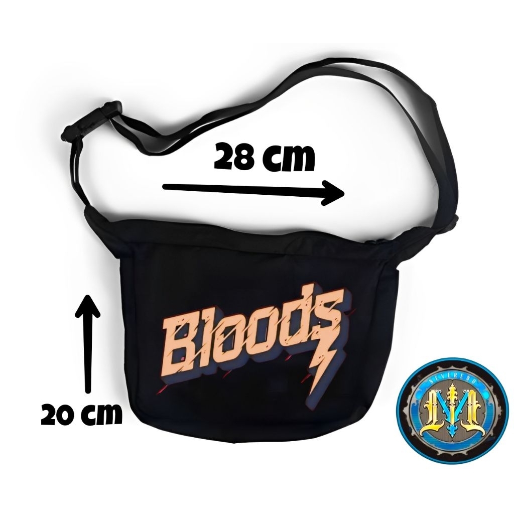Tas Selempang Bahu Vlcm Bloods Distro Kanvas Waistbag Cowok Cewek Slingbag Pria Wanita Keren