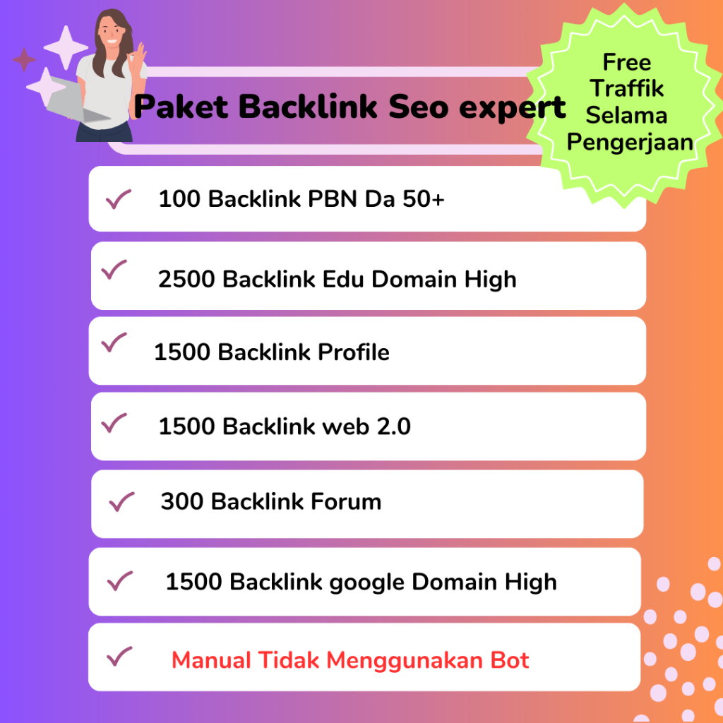 Paket Teknik Backlink SEO Expert – Boost SEO & Trafik Website Maksimal cocok untuk naikin Keyword