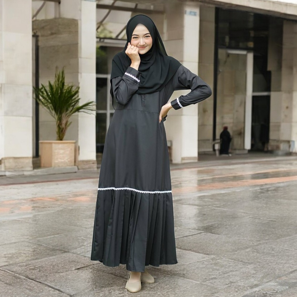Asofa Maxi Dress Muslim Wanita Bahan Toyobo Size S M L XL Baju Gamis Polos Variasi Renda OOTD Casual