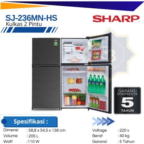 SHARP - Kulkas SJ 236MN HS 2 Pintu Kirei Series 236 MNHS