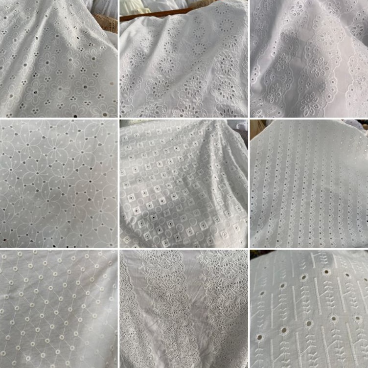 KODE W29Q Kain katun bordiran bolong  kain katun bordir motif  kain katun bordir meteran  harga tert