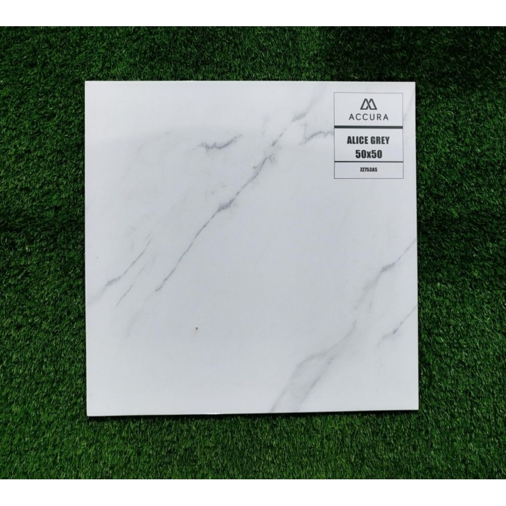 KERAMIK LANTAI 50X50 PUTIH CORAK - GLOSSY