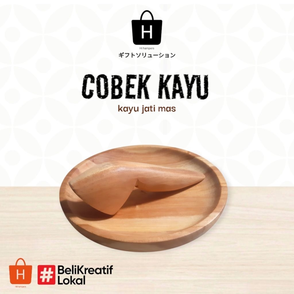 Hihampers - Cobek Ulek Kayu Jati 1 Set Premium / Cobek + Ulekan Kayu 1 Set / Cobek Uleg Kayu Premium