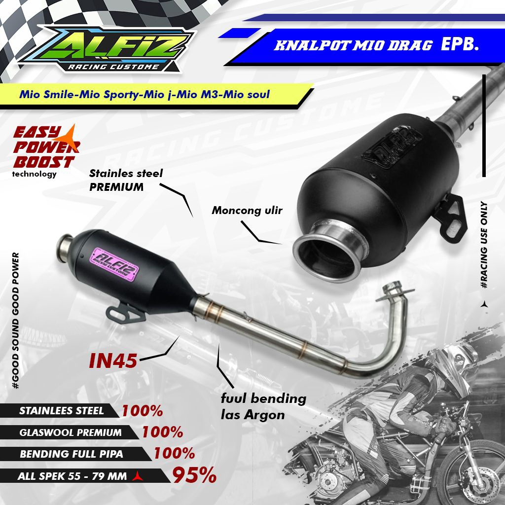 knalpot mio sporty mio j mio m3 fino mio smile tipe ceklis inlet 38 out 50 original ALFIZ_RACING CUS