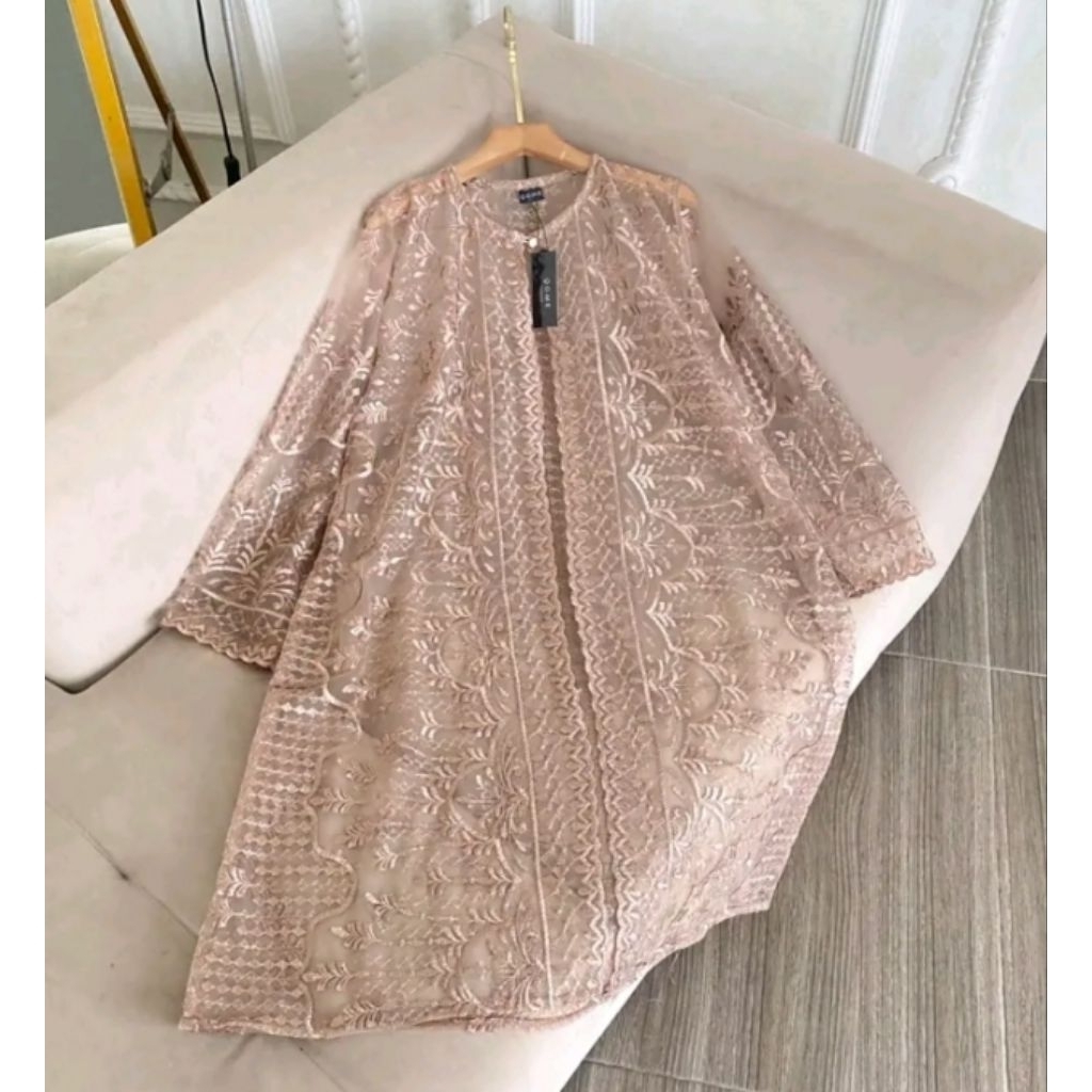 Atasan tunik wanita cantik full brokat/outer tunik viral terbaru 2025