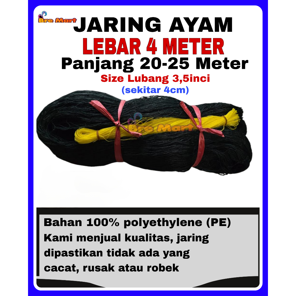 Jaring Ayam Lebar 4 Meter Jaring Pagar Ayam Jaring Kandang Ayam Jaring Pagar Tanaman