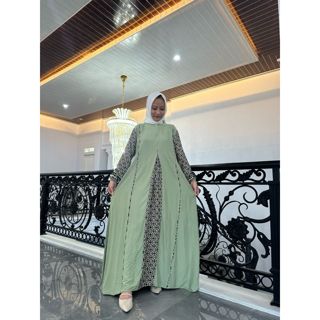 Dns-Ganiya Dress Gamis bahan Rayon Twil mix rayon motif premium