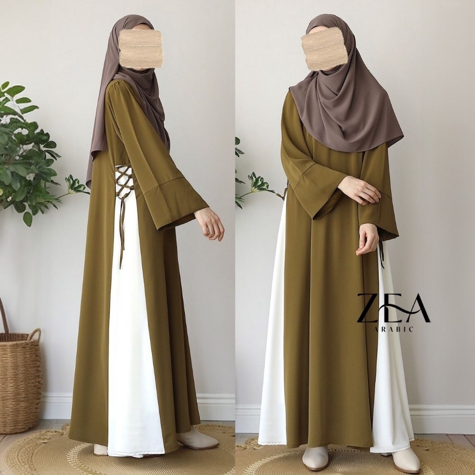 Gamis Natasya  Korean Style Gamis Hitam Wanita Remaja OOTD Korean Style Tali Pinggang Gamis lebaran 