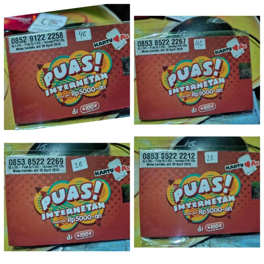 Kartu As Lawas Kartu As Jadul Nomor Cantik Kartu As Rapi COMBO SAKTI Kartu Tahun 2018 Aktif Terawat