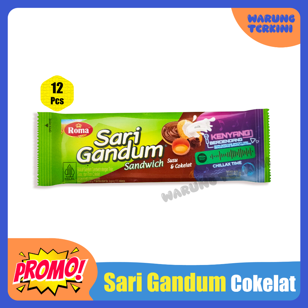 

Roma Sari Gandum Sandwich Susu dan Cokelat 1 Box 12 Bungkus